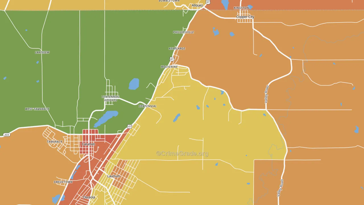 Kearsarge, MI Map of Vandalism Rates