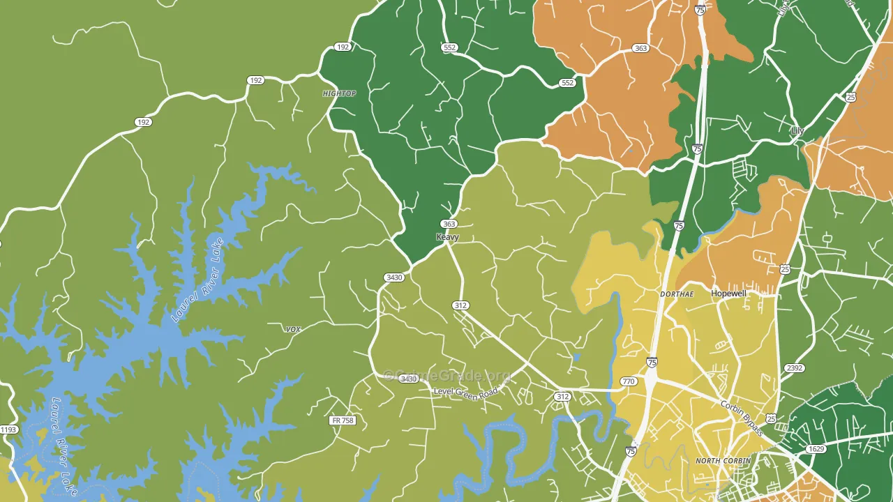 Keavy, KY Map of Vandalism Rates