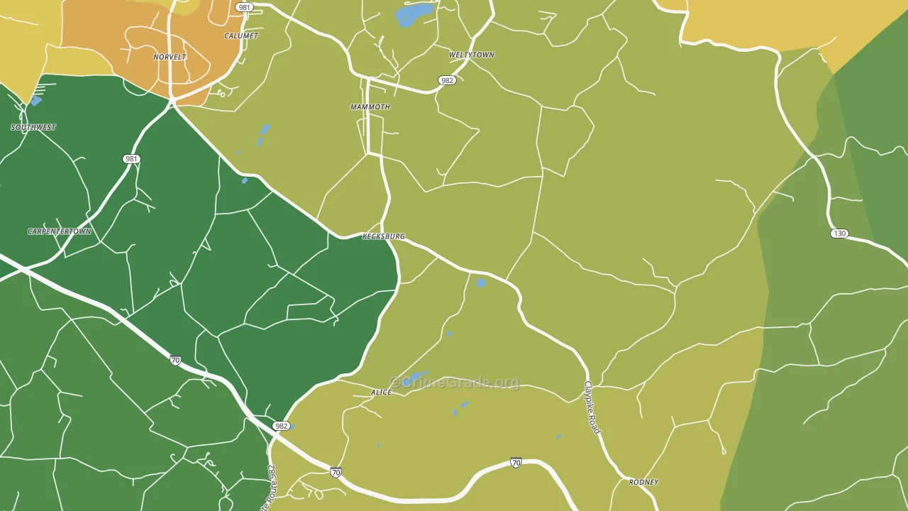 Kecksburg, PA Map of Vandalism Rates