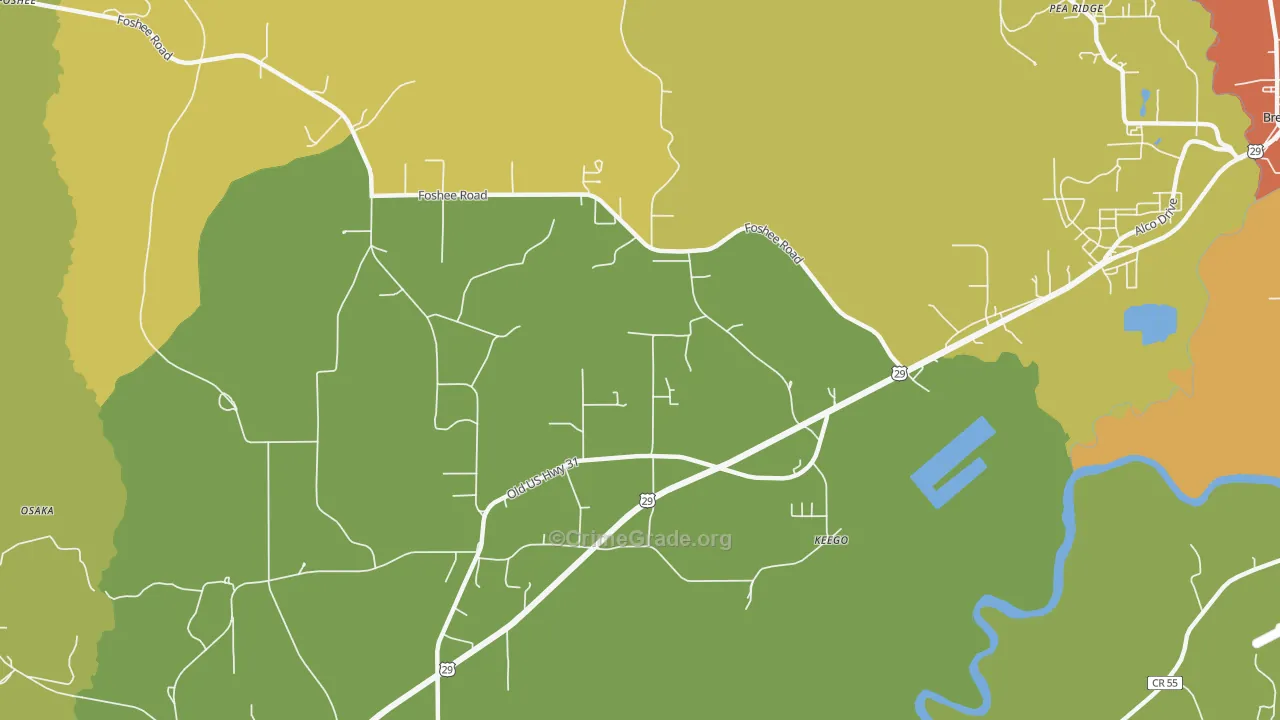 Keego, AL Map of Vandalism Rates