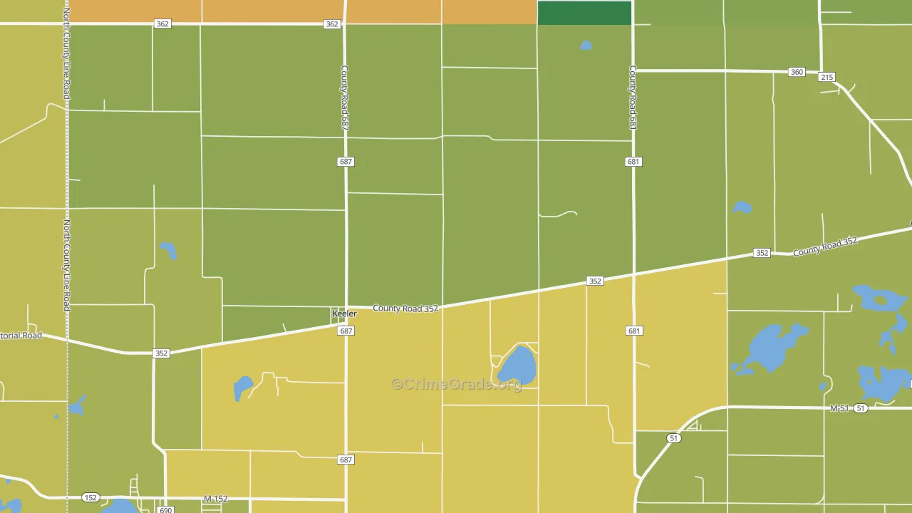 Keeler, MI Map of Vandalism Rates