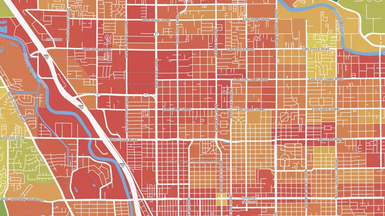 Keeling, Tucson, AZ Map of Vandalism Rates