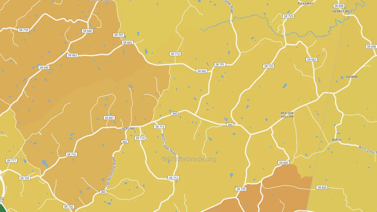 Keeling, VA Map of Vandalism Rates