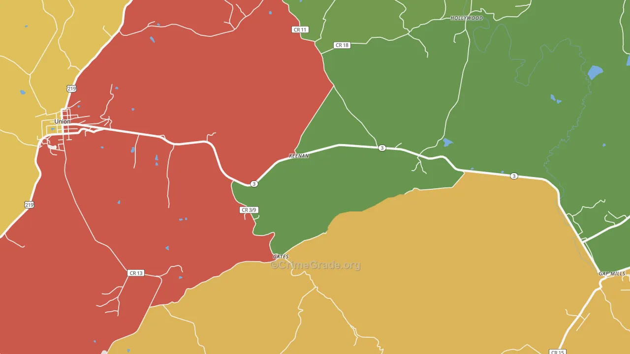 Keenan, WV Map of Vandalism Rates
