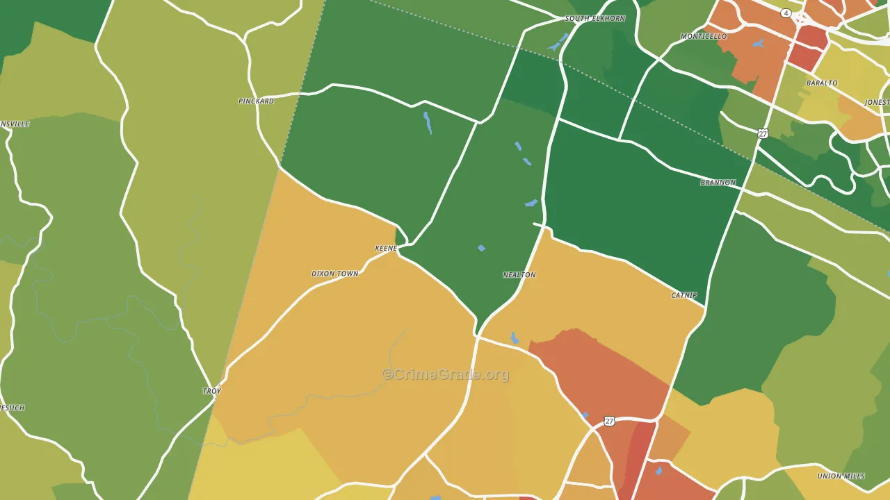 Keene, KY Map of Vandalism Rates