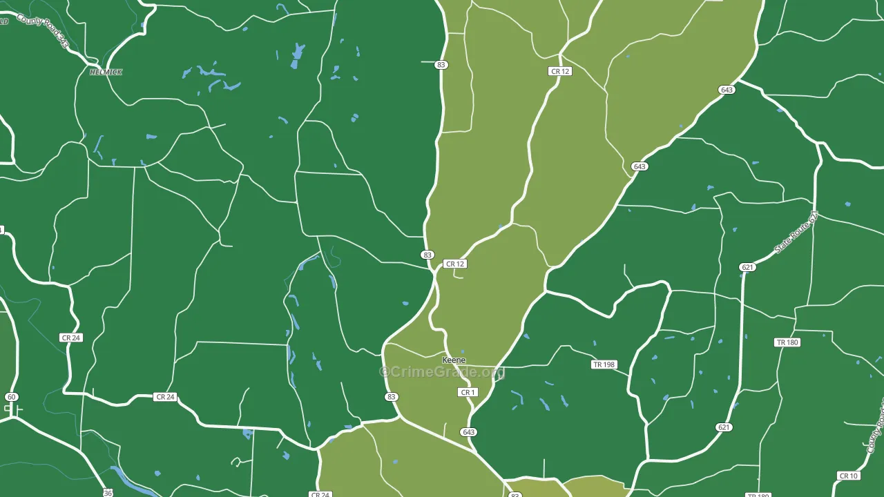 Keene, OH Map of Vandalism Rates