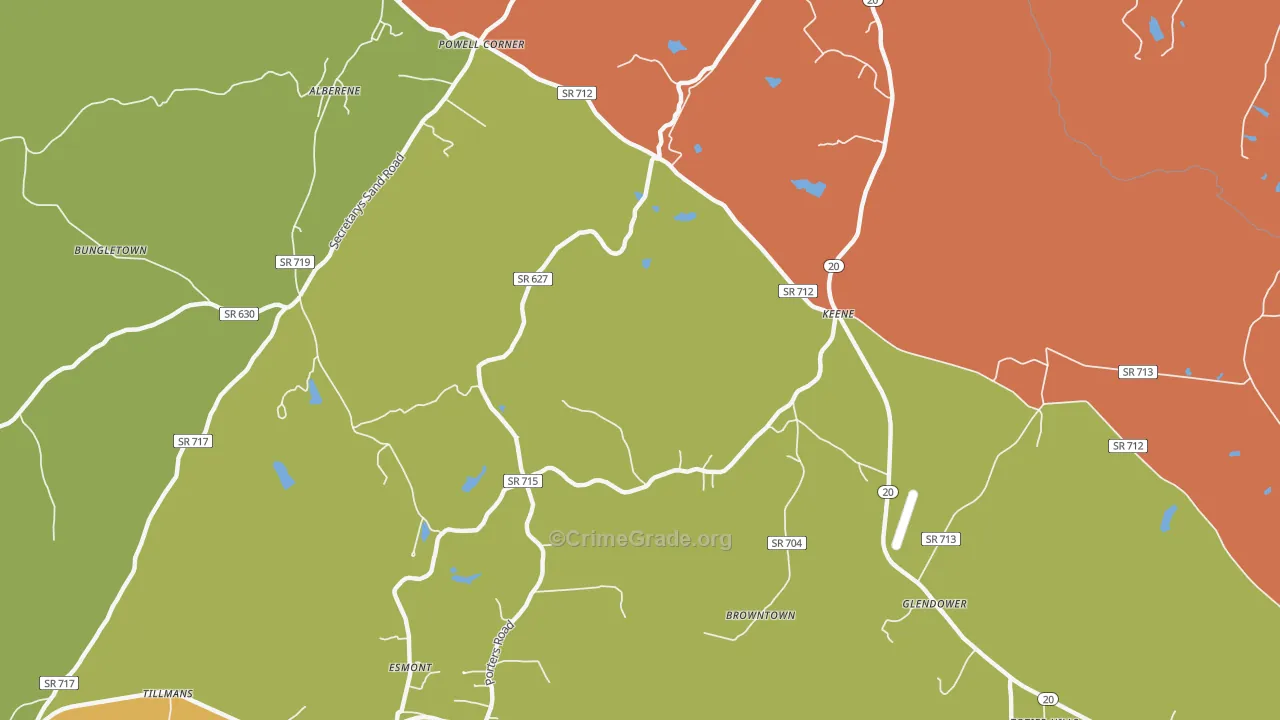 Keene, VA Map of Vandalism Rates