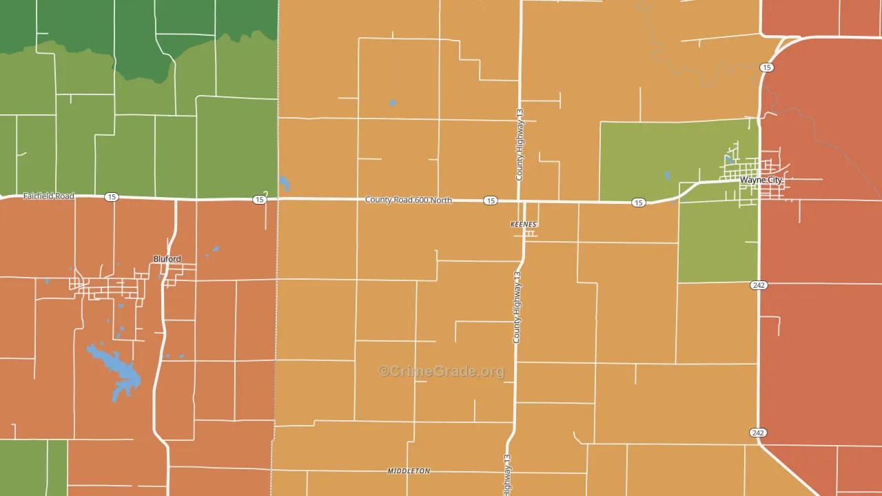 Keenes, IL Map of Vandalism Rates