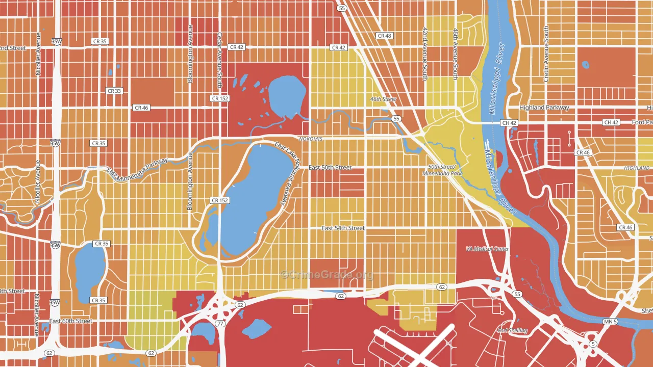 Keewaydin, Minneapolis, MN Map of Vandalism Rates