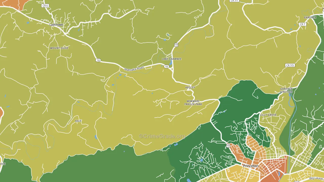Kegley, WV Map of Vandalism Rates