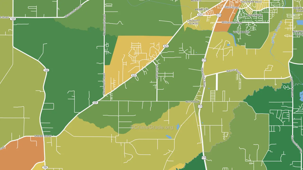 Keithville, LA Map of Vandalism Rates