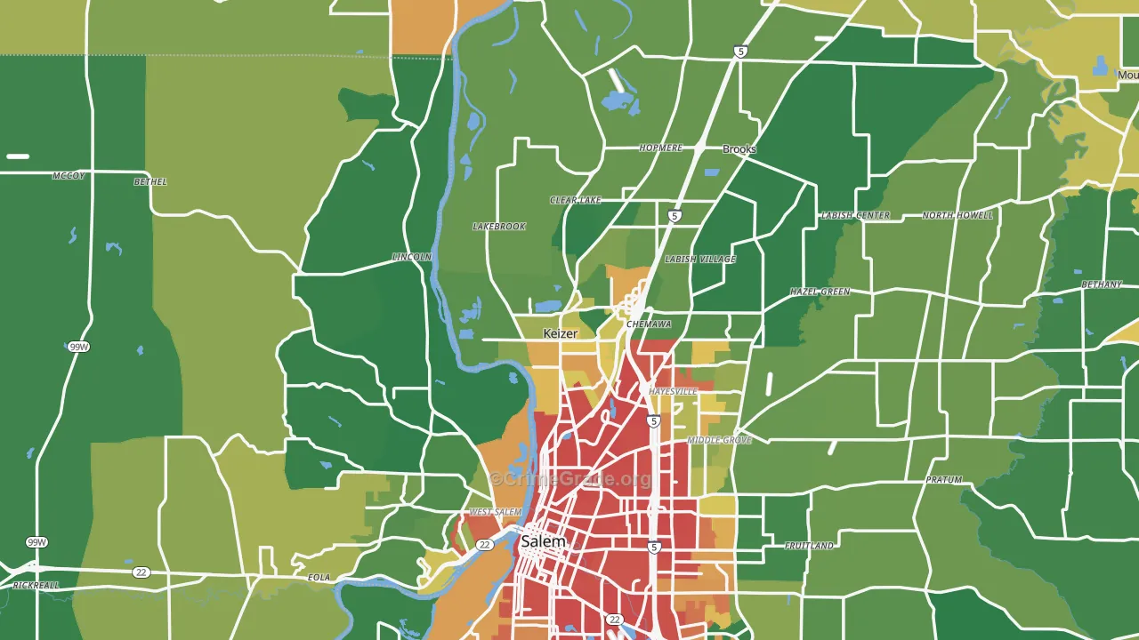 Keizer, OR Map of Vandalism Rates