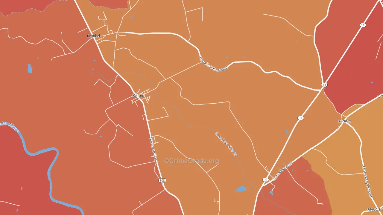 Kelford, NC Map of Vandalism Rates