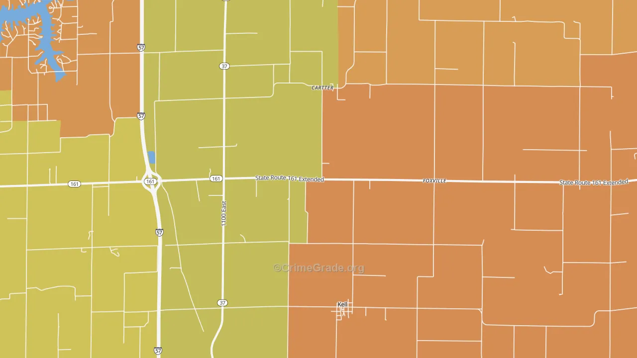 Kell, IL Map of Vandalism Rates