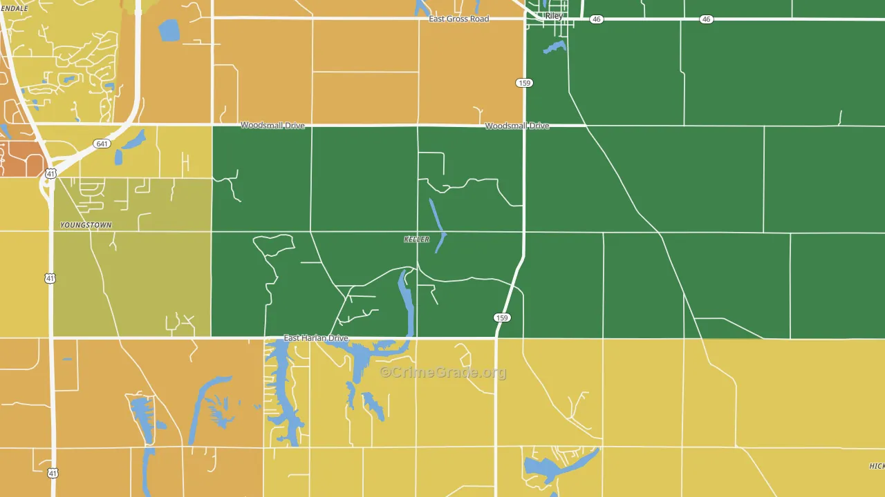 Keller, IN Map of Vandalism Rates