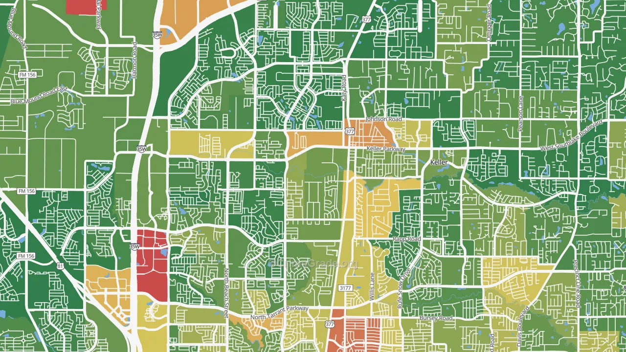 Keller, TX Map of Vandalism Rates
