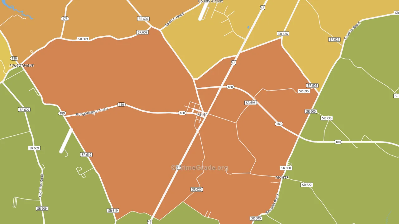 Keller, VA Map of Vandalism Rates