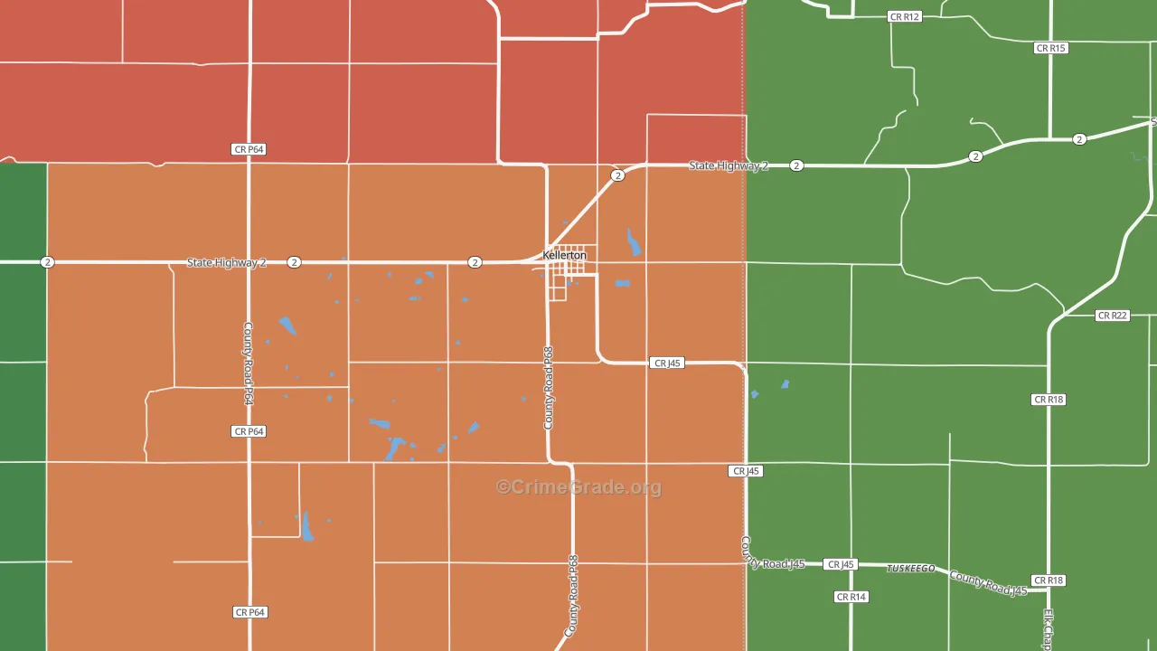 Kellerton, IA Map of Vandalism Rates
