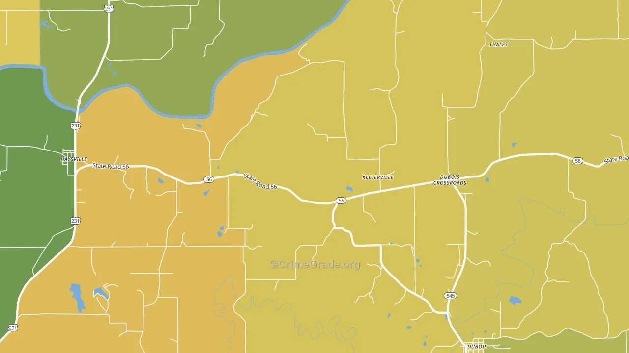 Kellerville, IN Map of Vandalism Rates