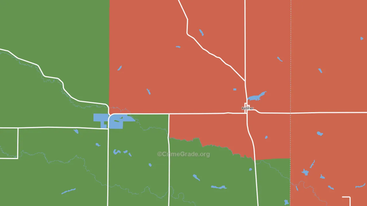 Kelliher, MN Map of Vandalism Rates