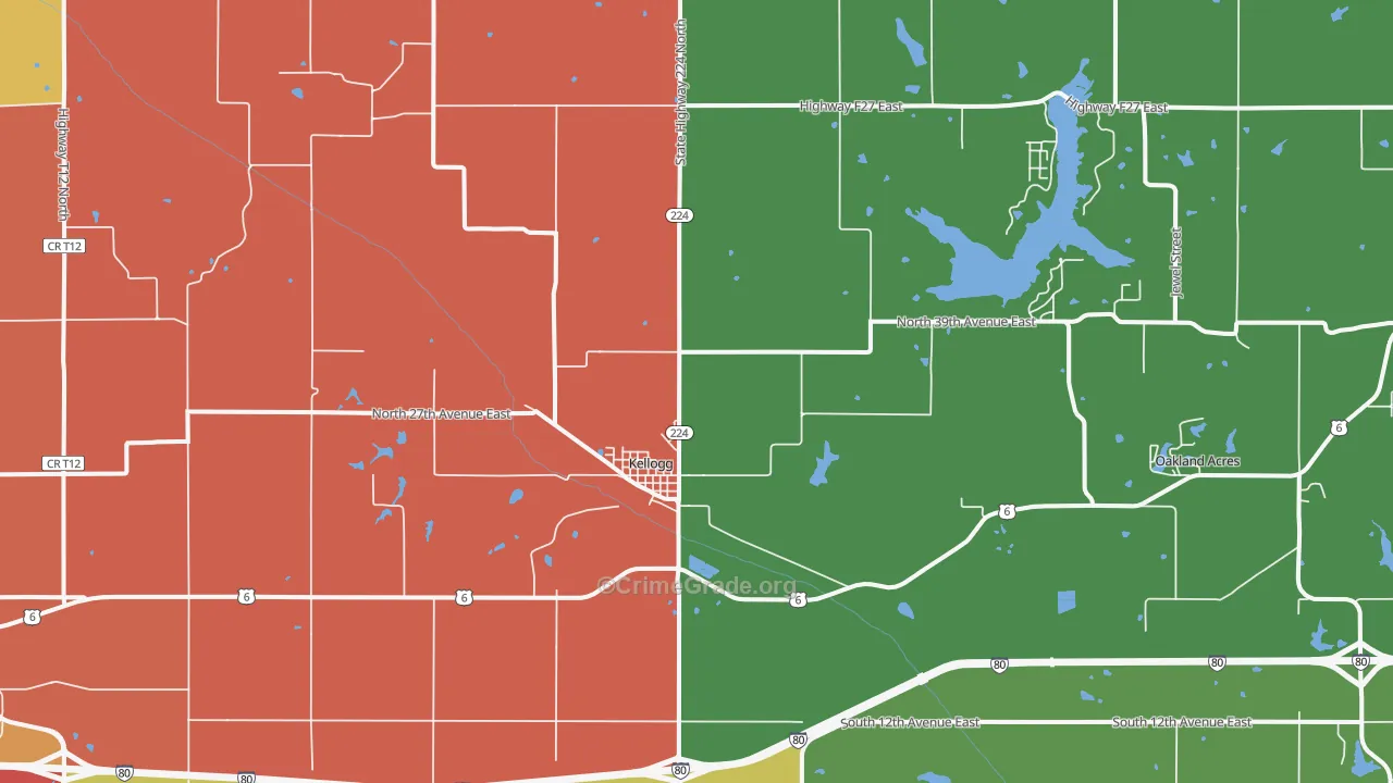 Kellogg, IA Map of Vandalism Rates