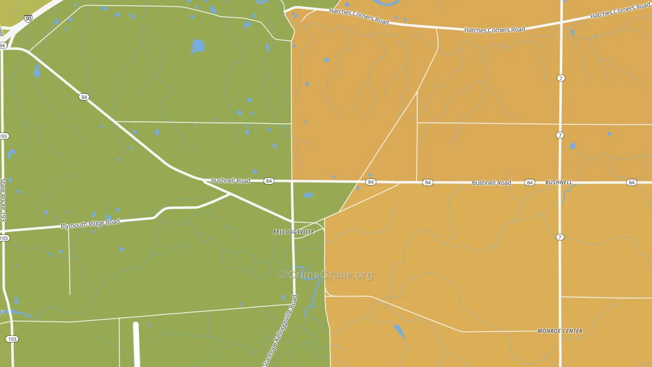 Kelloggsville, OH Map of Vandalism Rates