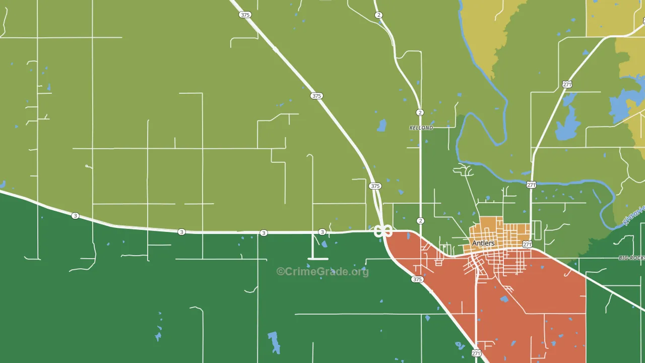 Kellond, OK Map of Vandalism Rates