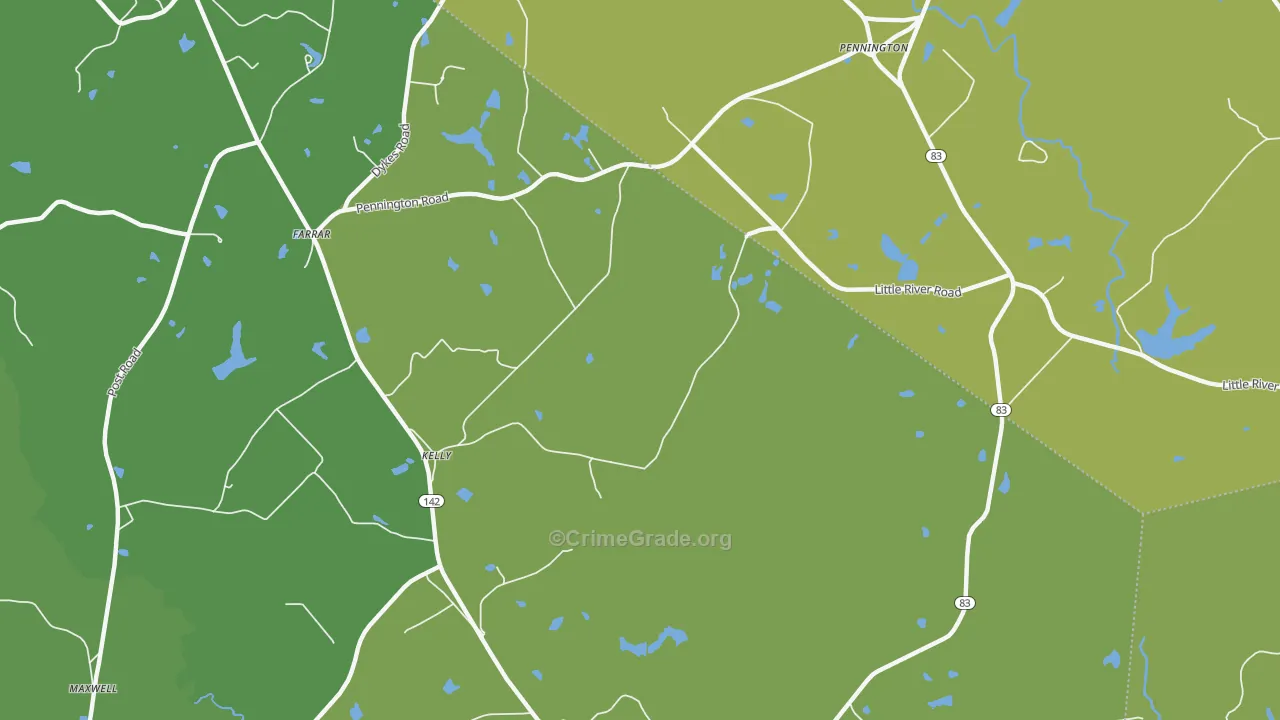 Kelly, GA Map of Vandalism Rates