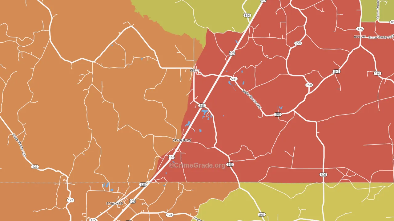 Kelly, LA Map of Vandalism Rates
