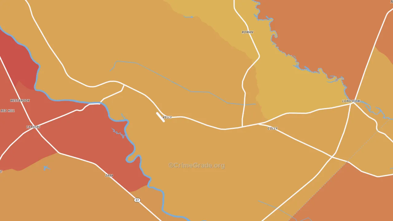 Kelly, NC Map of Vandalism Rates