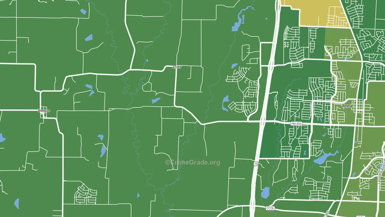 Kelly, TX Map of Vandalism Rates