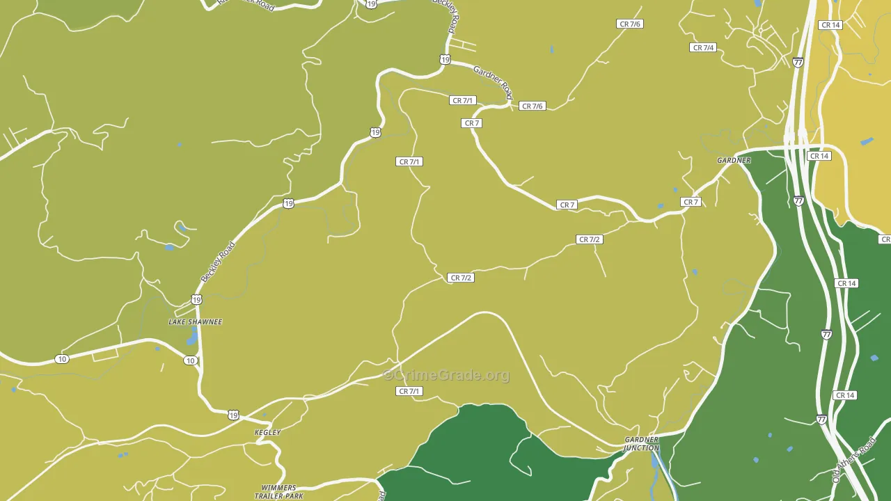 Kellysville, WV Map of Vandalism Rates