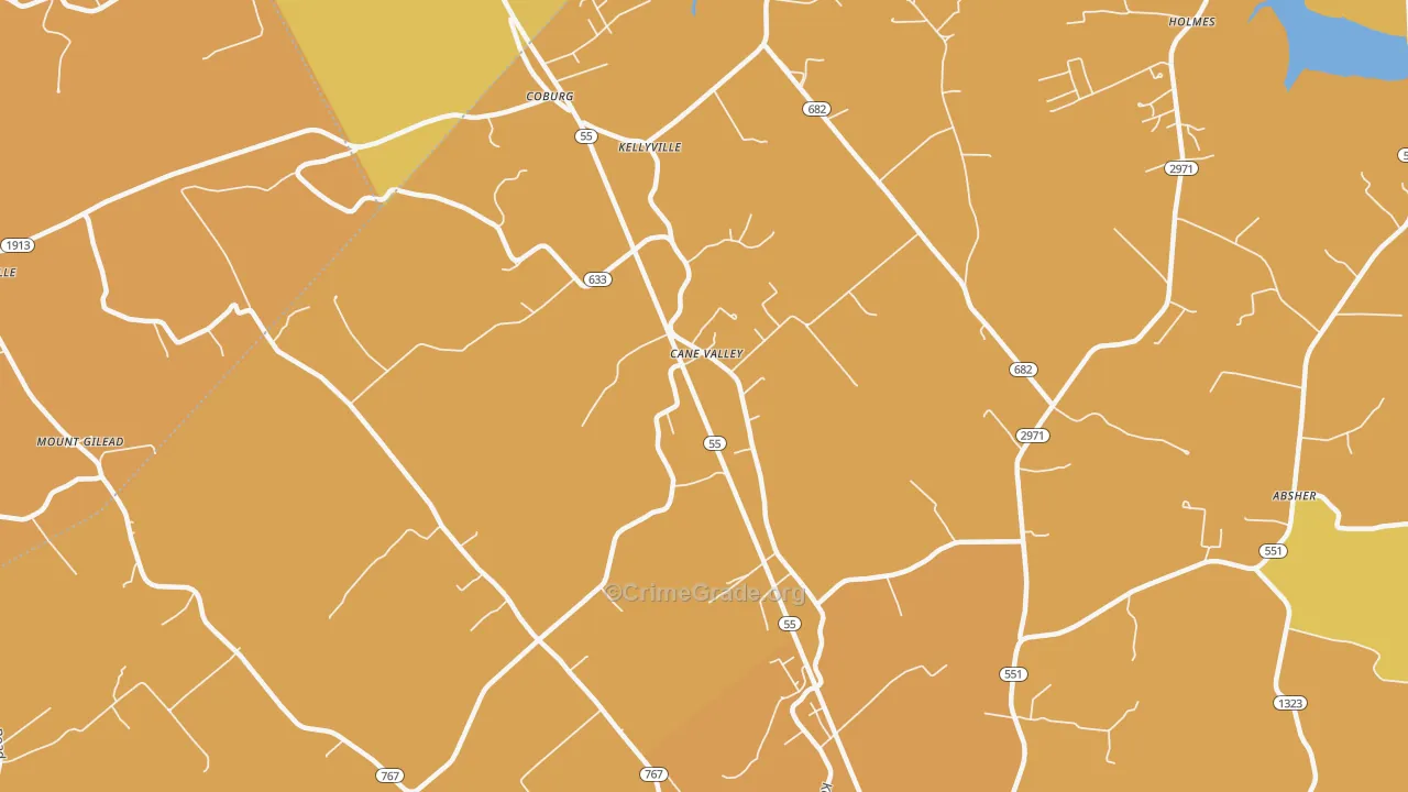 Kellyville, KY Map of Vandalism Rates