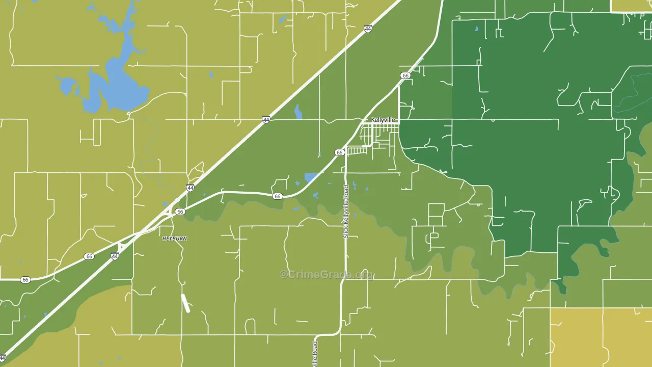 Kellyville, OK Map of Vandalism Rates
