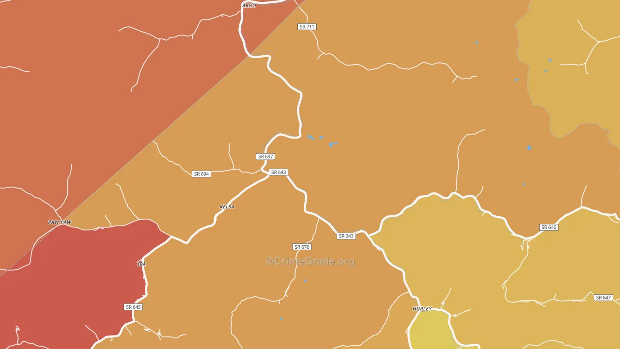 Kelsa, VA Map of Vandalism Rates