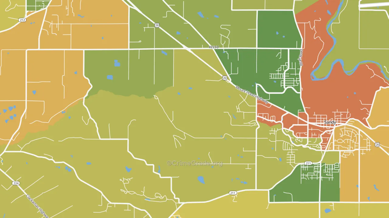 Kelso, OR Map of Vandalism Rates