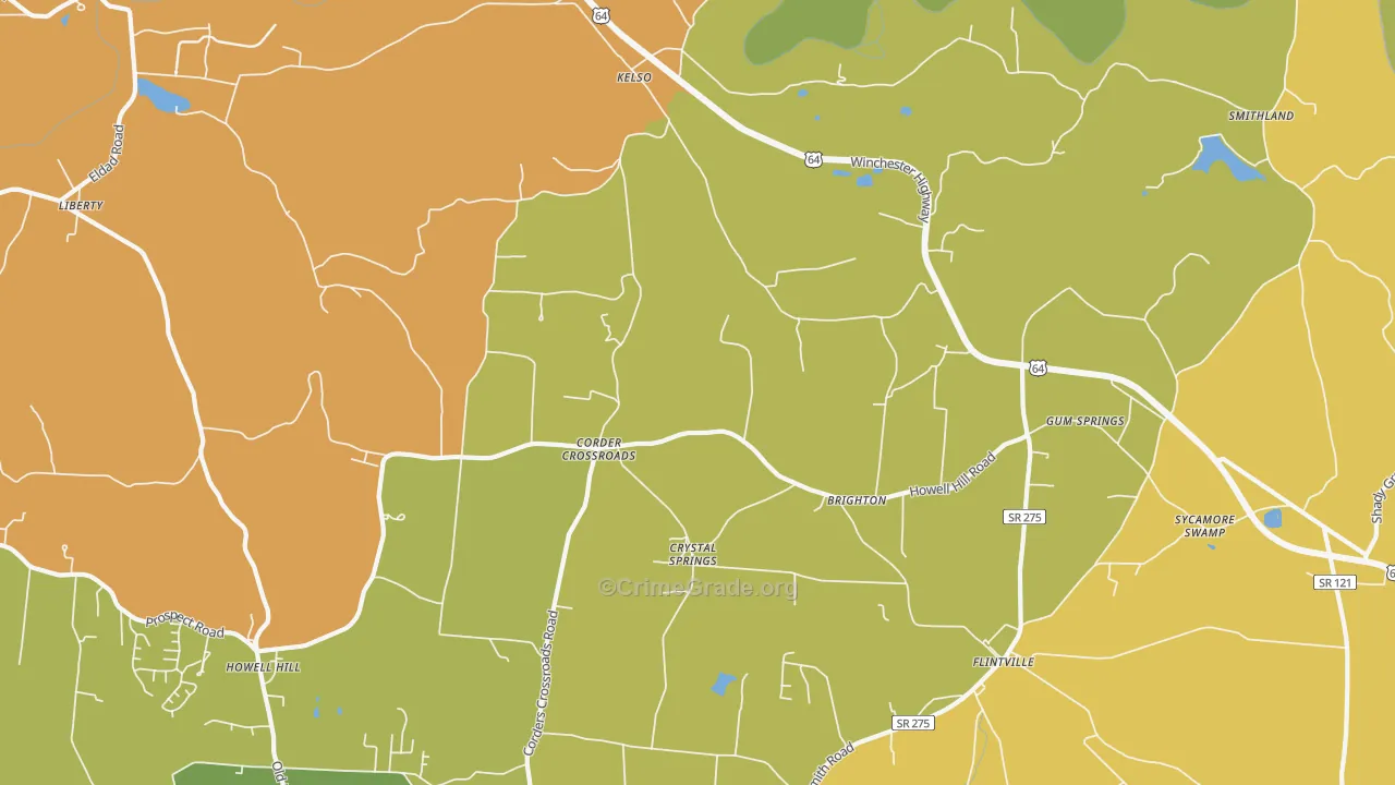 Kelso, TN Map of Vandalism Rates