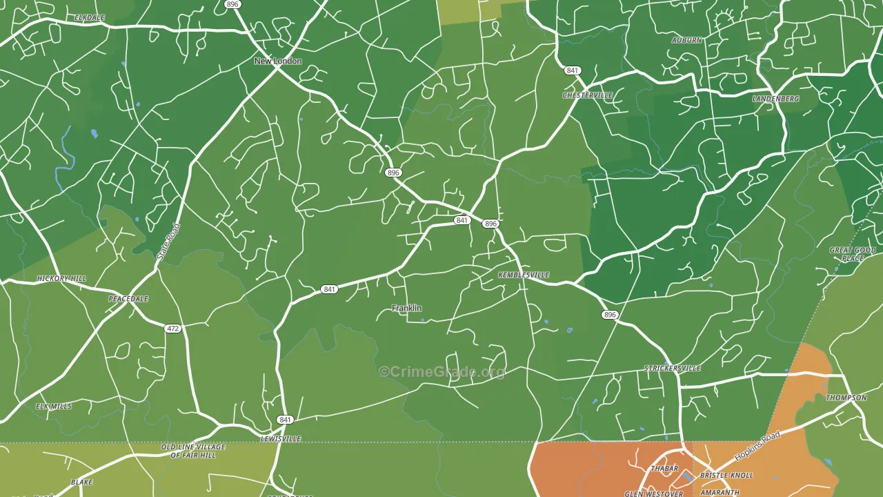 Kemblesville, PA Map of Vandalism Rates