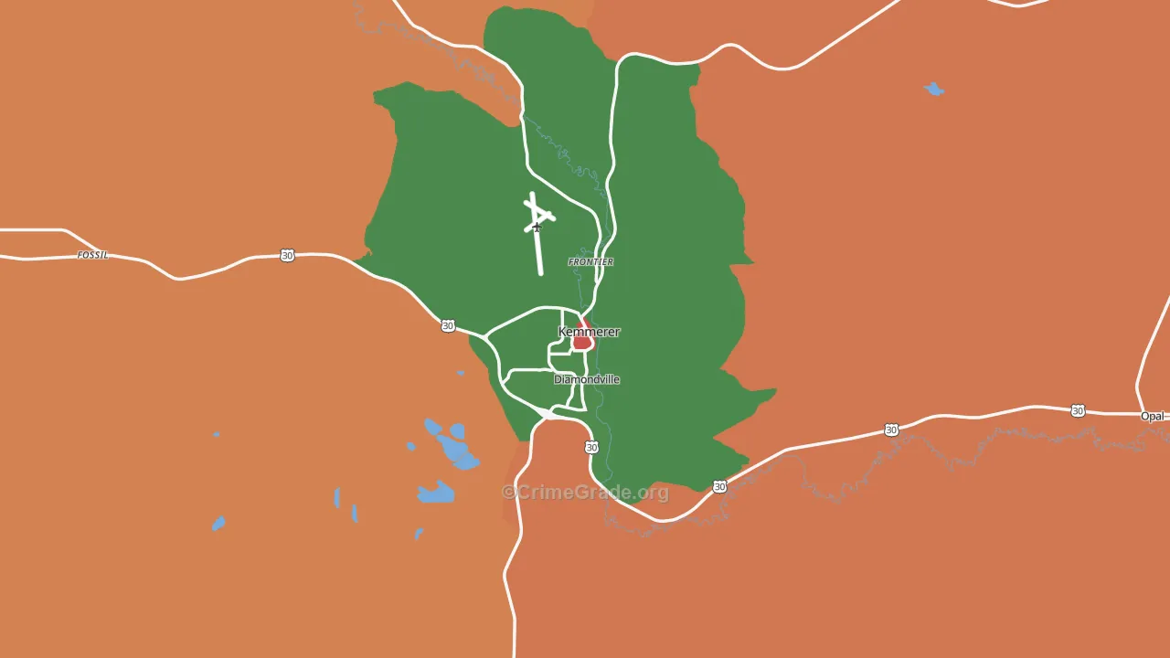Kemmerer, WY Map of Vandalism Rates