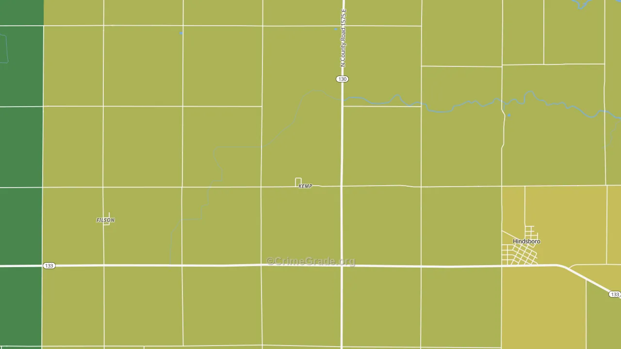 Kemp, IL Map of Vandalism Rates