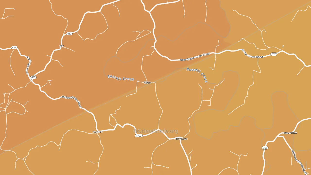 Kemp, KY Map of Vandalism Rates