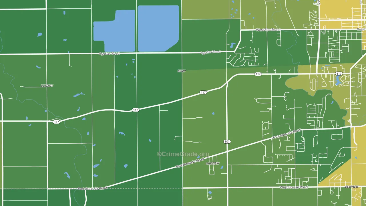 Kemp, OH Map of Vandalism Rates