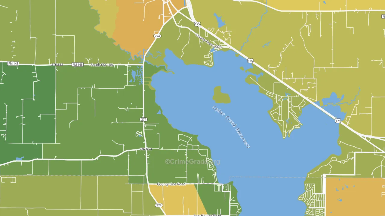 Kemp, TX Map of Vandalism Rates