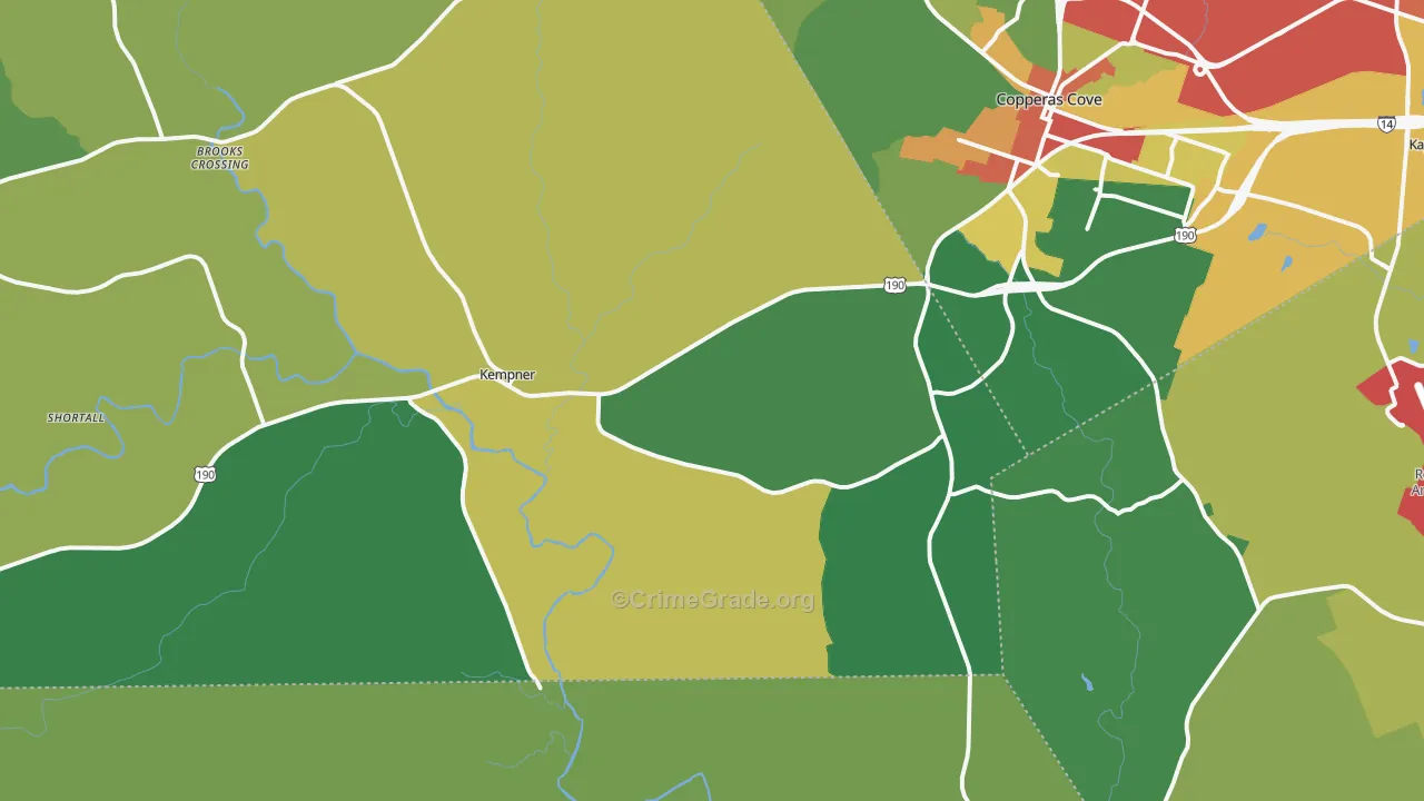 Kempner, TX Map of Vandalism Rates