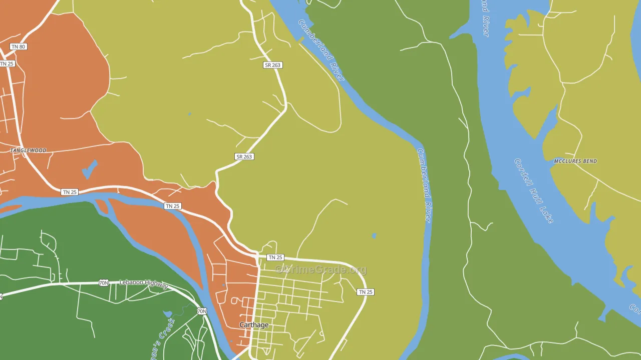 Kempville, TN Map of Vandalism Rates