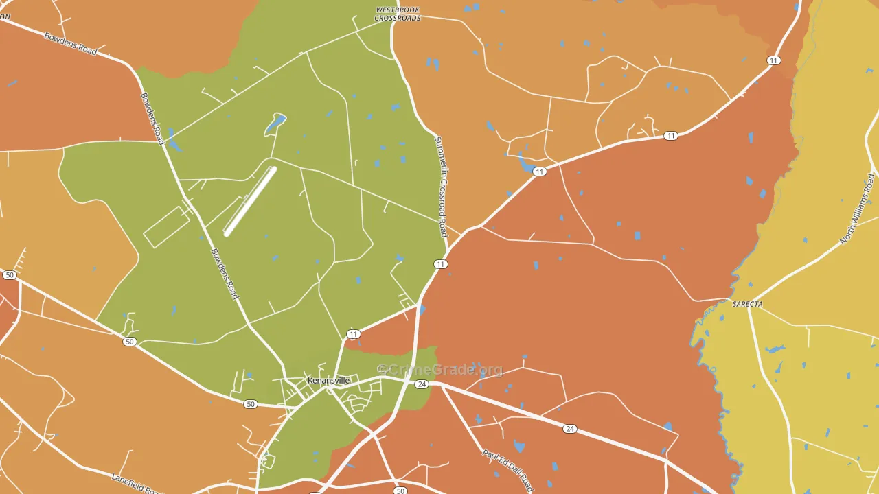 Kenansville, NC Map of Vandalism Rates