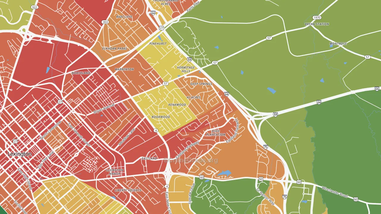 Kenawood-Rockwood, Lexington, KY Map of Vandalism Rates