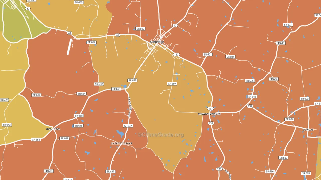 Kenbridge, VA Map of Vandalism Rates