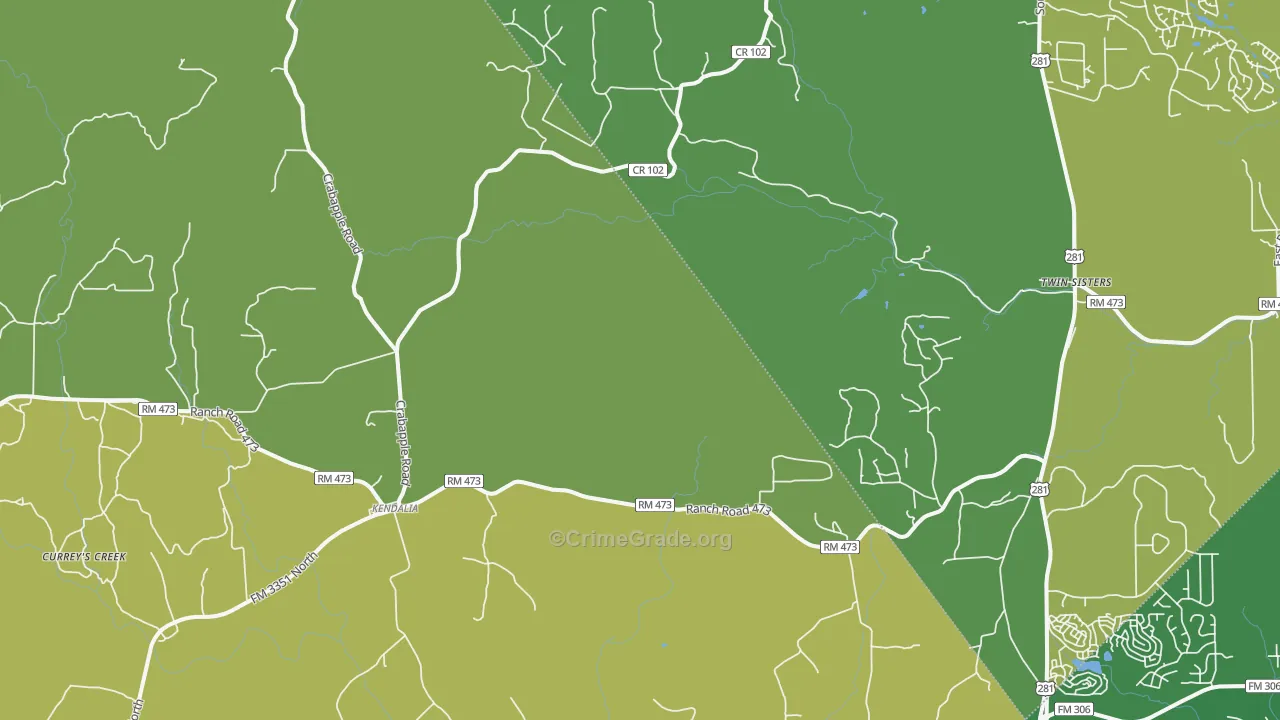 Kendalia, TX Map of Vandalism Rates