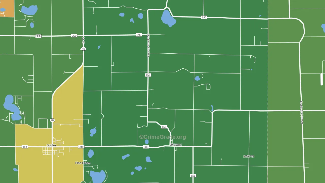 Kendall, MI Map of Vandalism Rates